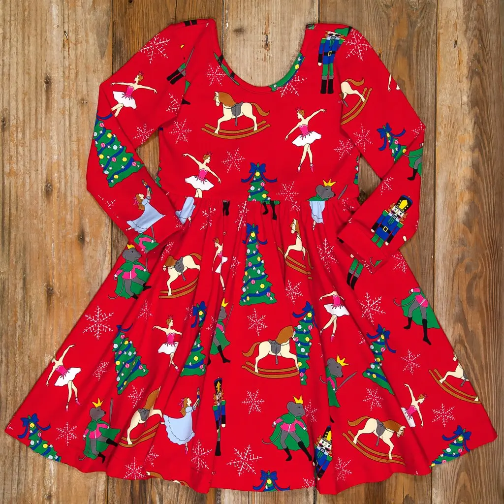 Hot Sale Girl Toddler Christmas Cotton Ruffle Dress
