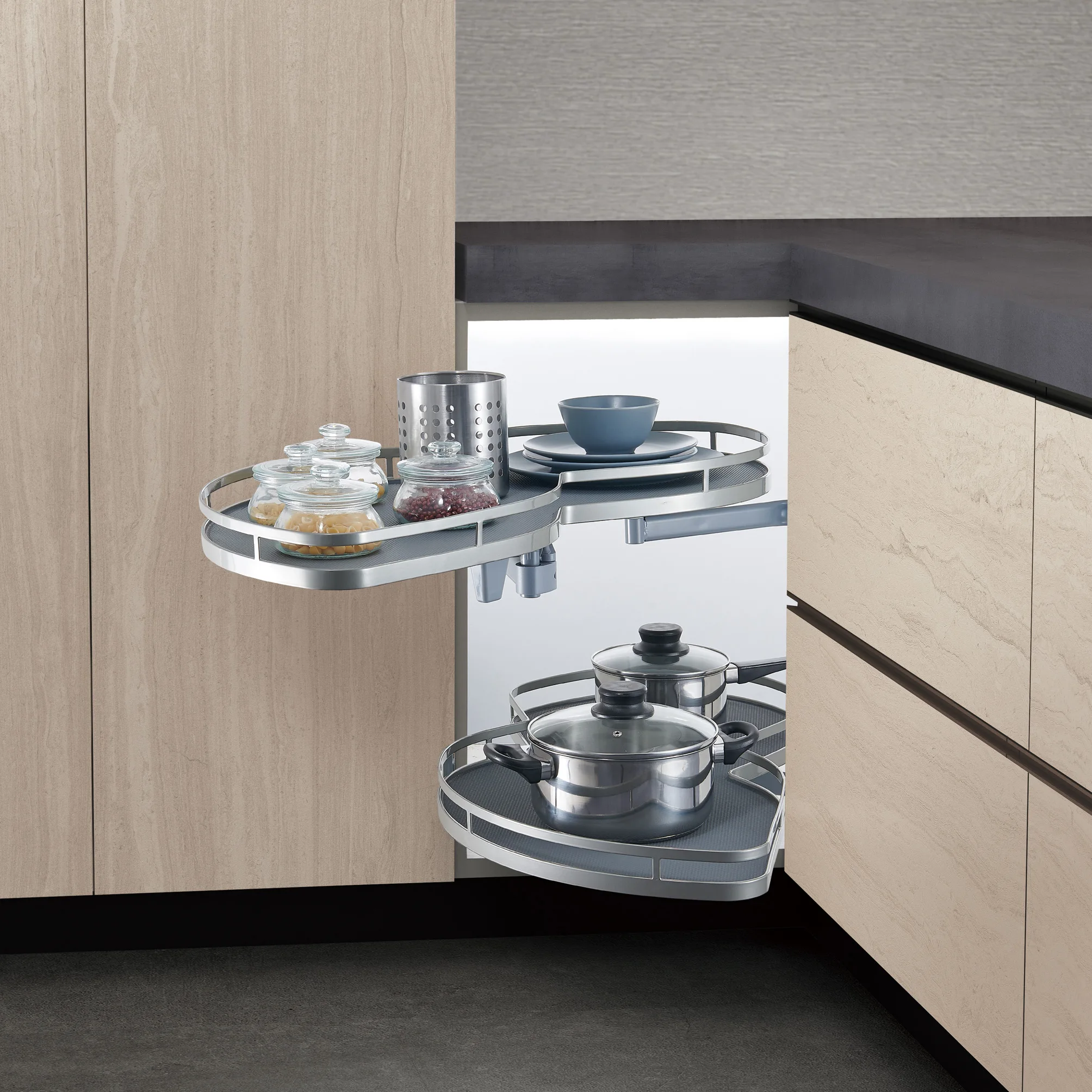 Comsol Soft Close Revolving Swing Tray Basket Kitchen Cabinet Accessories Corner Kitchen Cabinet Storage Magic Corner