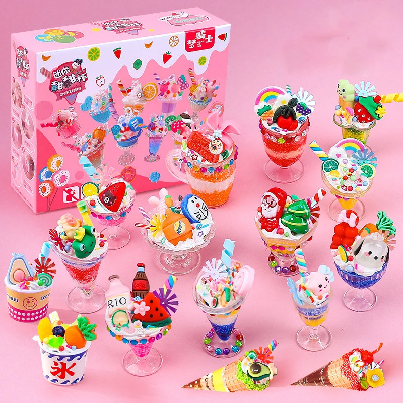 Beautiful Craft Cream Glue Cute Dessert Cup Set Food Toy Children Handmade DIY Cream Glue Toy Kits