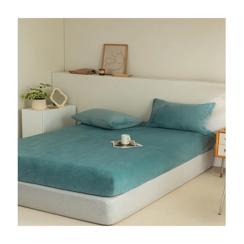 Coral Fleece Fitted Mattress Cover  Waterproof Mattress Topper Cover Bedspread Flat Sheet
