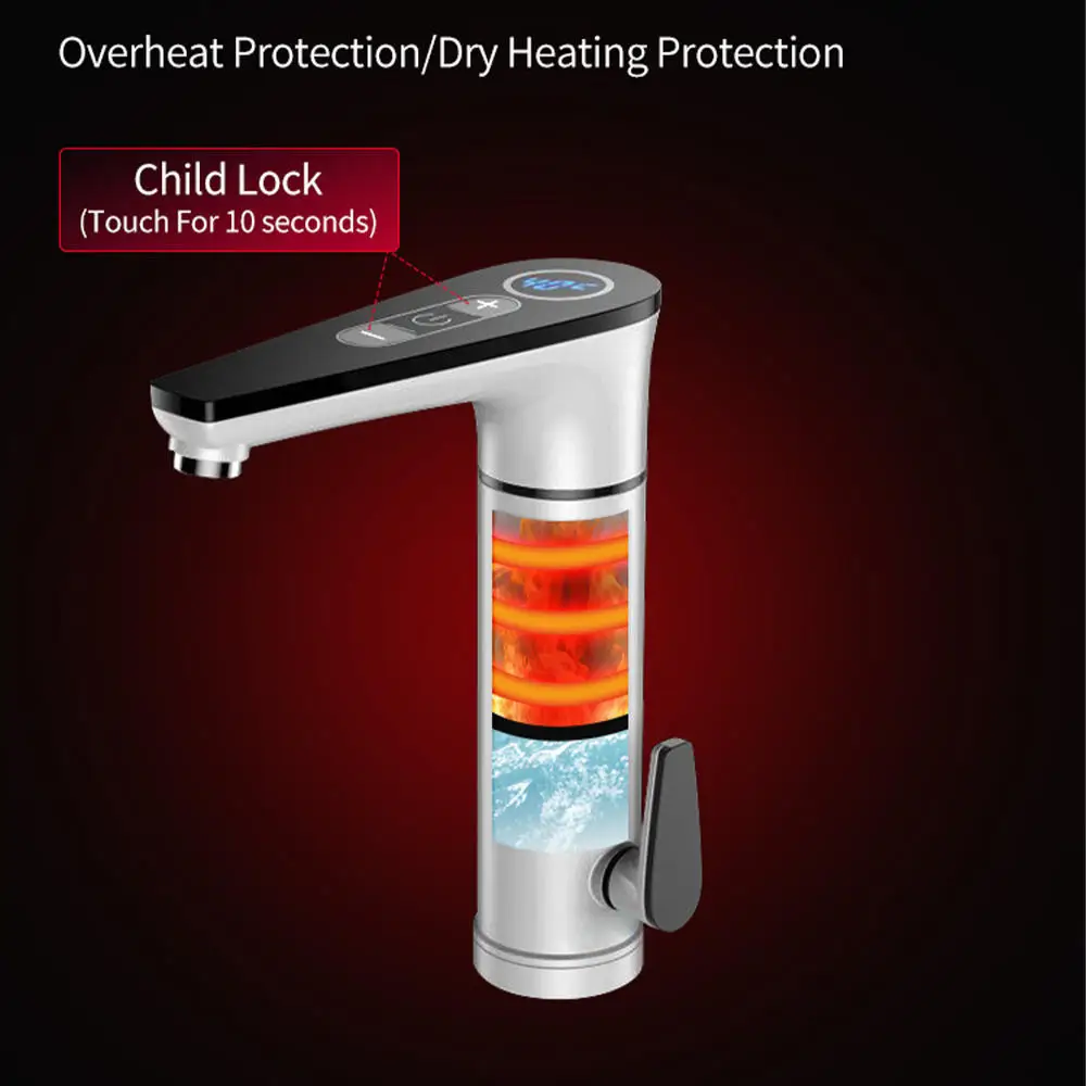 JNOD Smart Instant Electric Water Heater Fast Heating Tap Instant Electric Heating Water Faucet for Kitchen