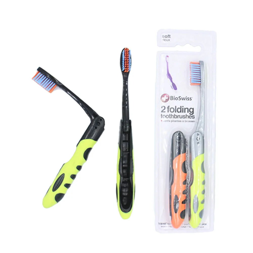 Оптовая продажа складная дорожная зубная щетка для взрослых с мягкой нейлоновой щетиной ухода за полостью рта