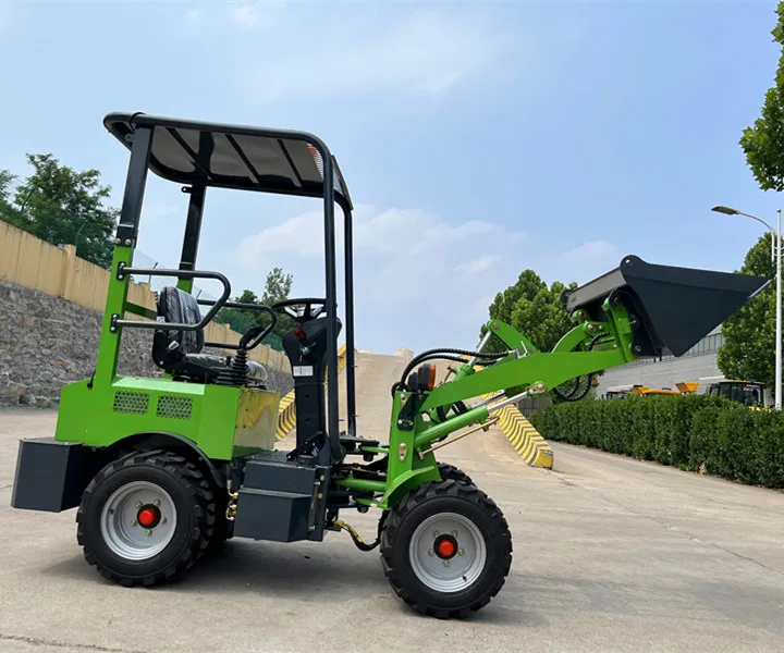 E04 Four Wheels Self Lifting Loaders Front Loader Small Garden Farm Electric Mini Bucket Wheel Loader With Battery