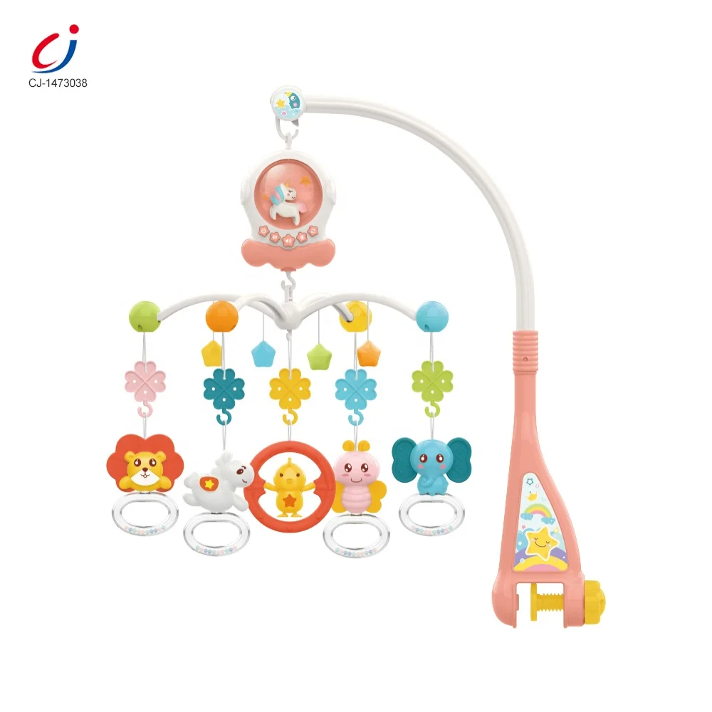 Infant plastic bed bell sleeping soothing crib toy musical baby mobile hanging