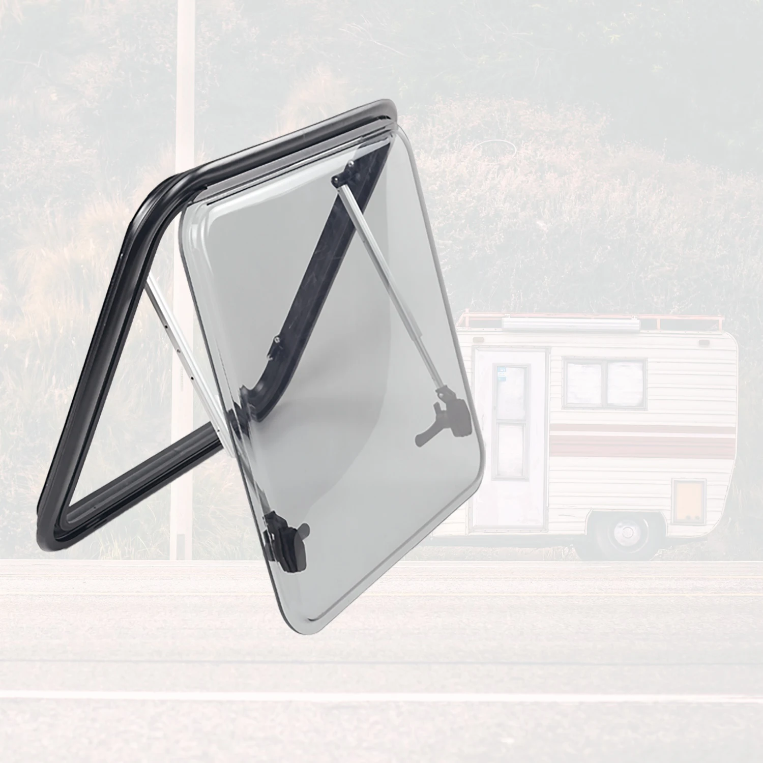 MG 17RW rv round corner window 800X400mm max open angle 70 degree caravan window 25 to 35mm fitting thickness