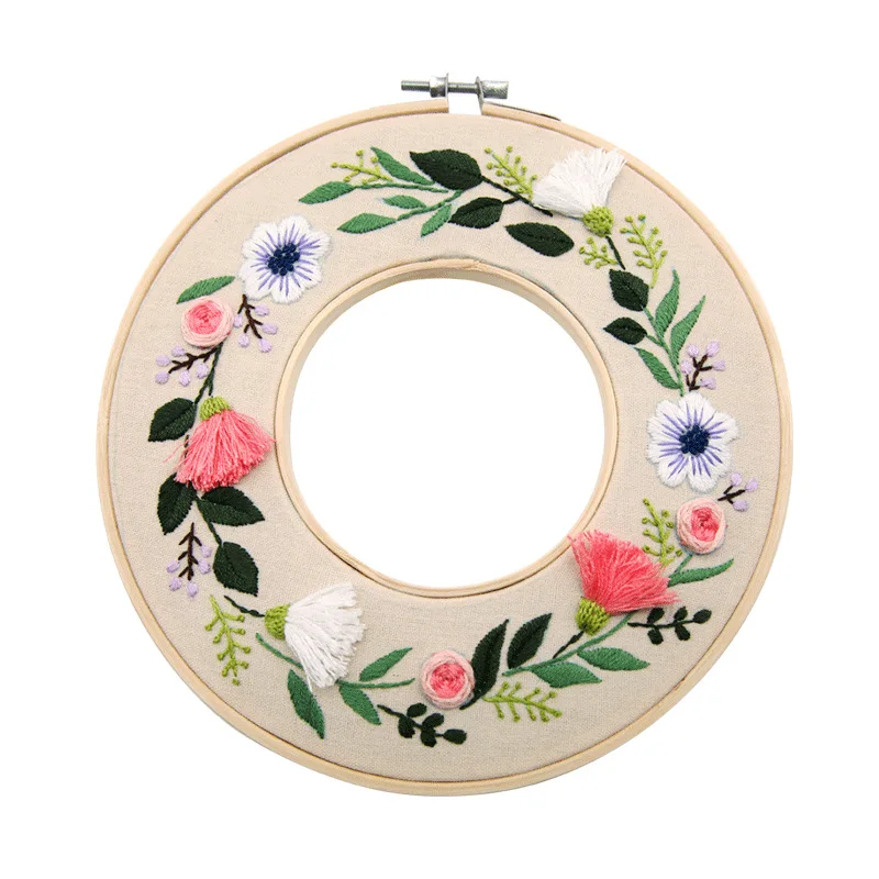 Embroidery Starter Kits for Beginners Stamped Cross Stitch Kits with Embroidered Hoop for Adults Flower Pattern Hand Embroidery