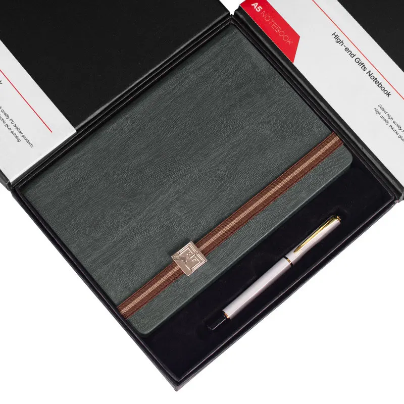 Custom Logo Pu Leather Business Gift Notebook and Pen Set