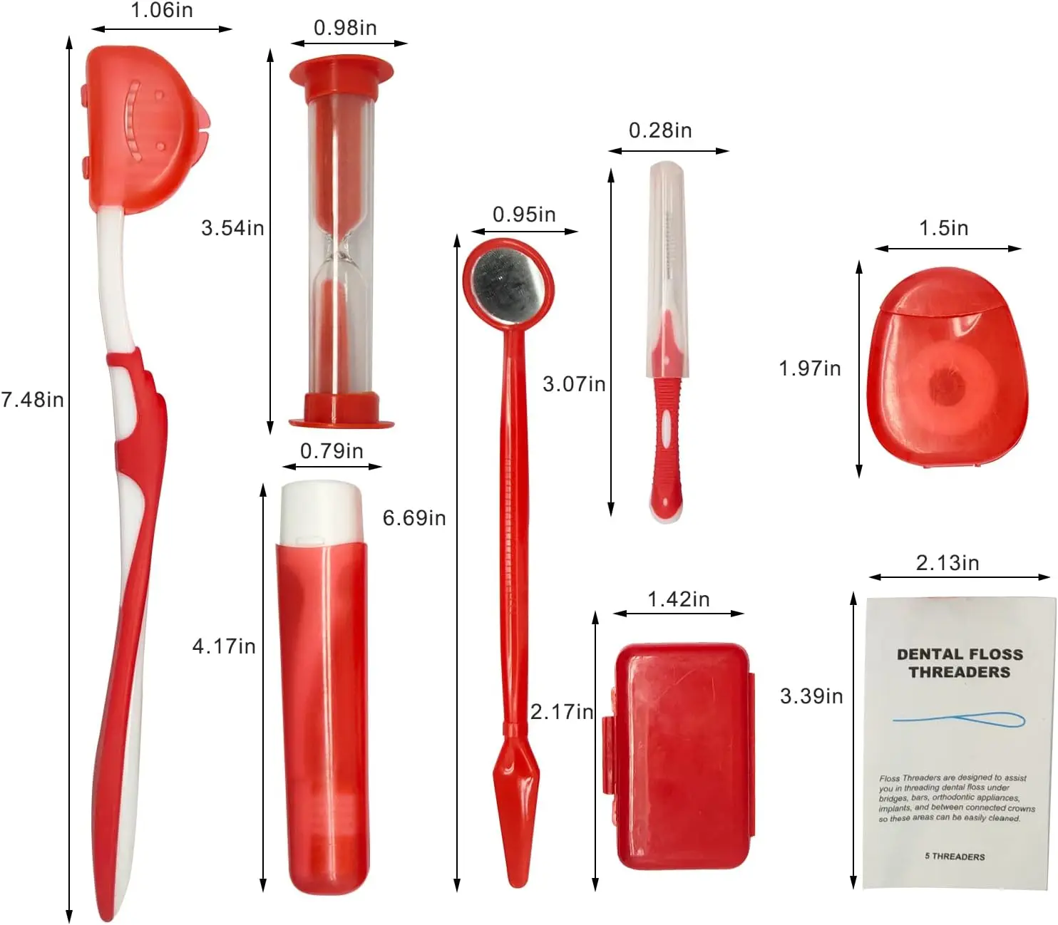 Portable 8in1 Travel Oral Hygiene Care Brush Teeth Floss Dental Orthodontic Kit for Teeth