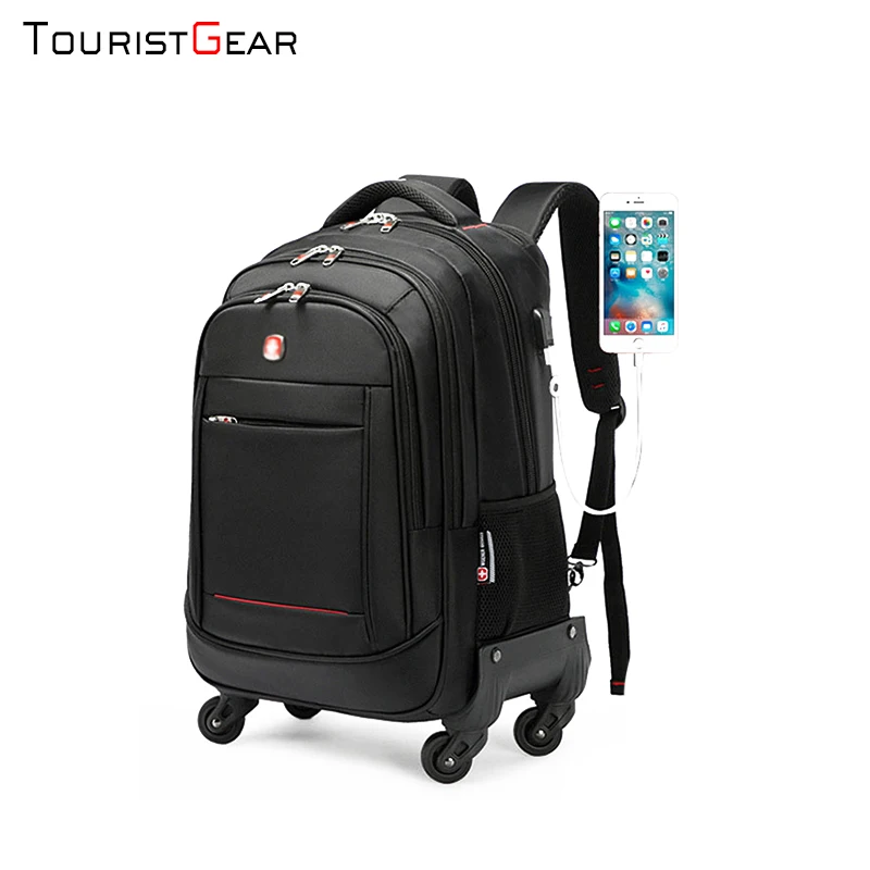 2022 trend hot multi-purpose travel trolley bag Oxford fabric trolley backpack two with trolley travel bag