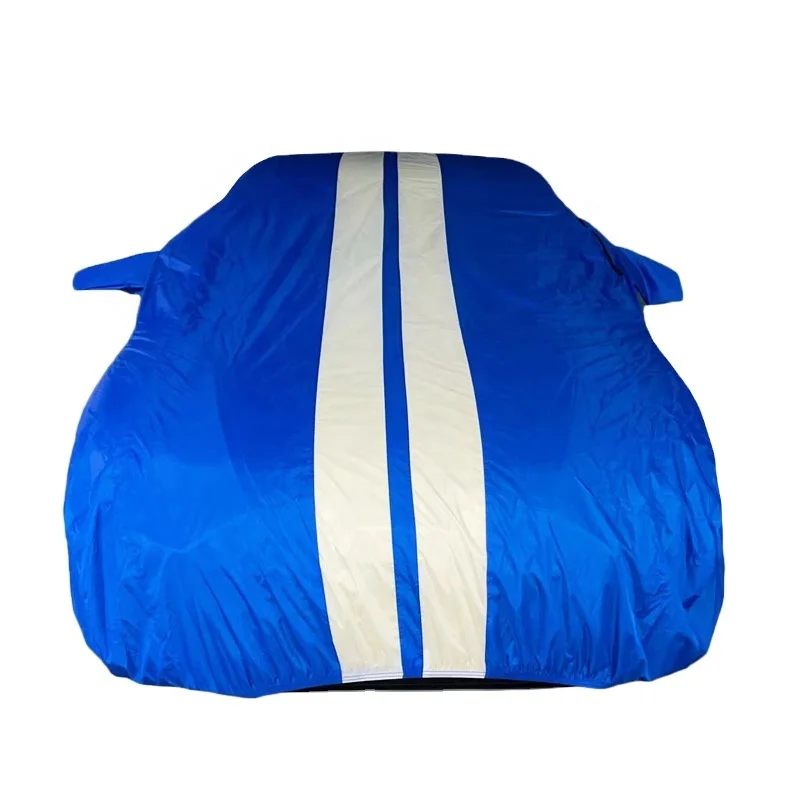 Outdoor Waterproof UV Resistant Scratches Protection Blue And White 210D Oxford Car Cover