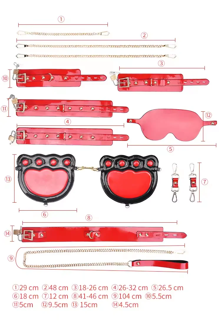 5pcs/set PU leather Erotic SM Restraints Handcuff Ankle Cuffs Collar Sex Toys for woman Flirt Bondage Kit Adult Bed Game Tool