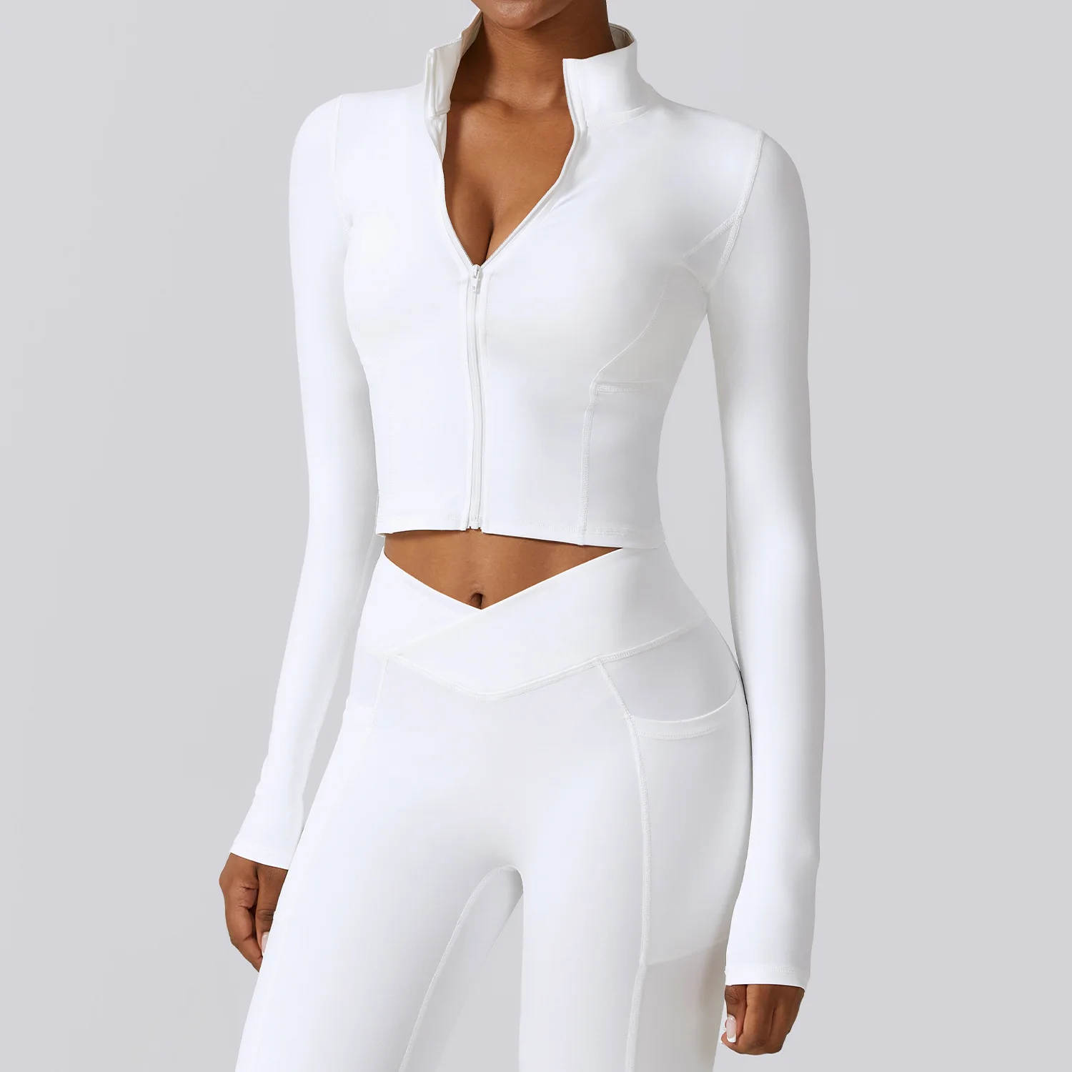 Custom Logo  Long Sleeve High Neck Jacket  lulu Running Training Slim Fit Fast Dry Sports Top Long Sleeves Yoga Tops Women