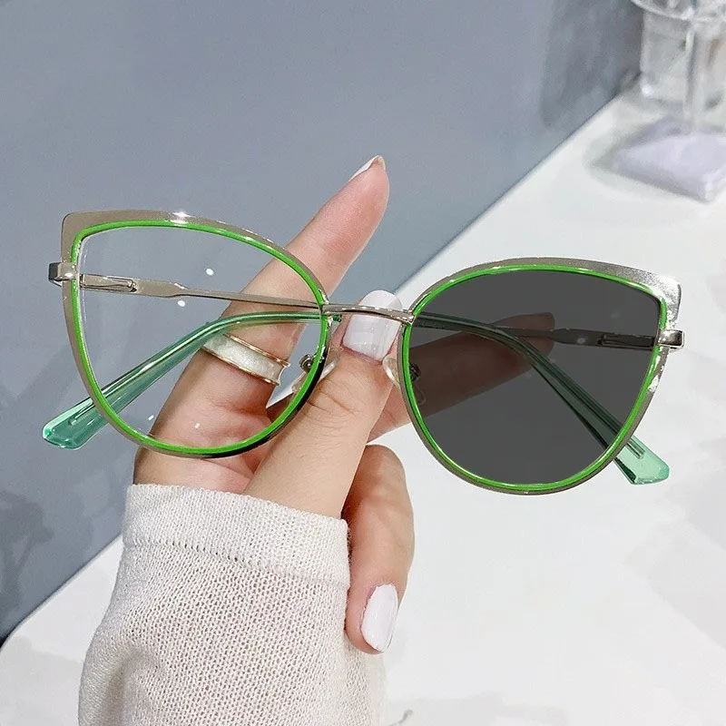 New 2024 Designer Fashion Metal Transparent Anti Blue Light Eyeglasses Spectacle Frame Photochromic Optical Glasses