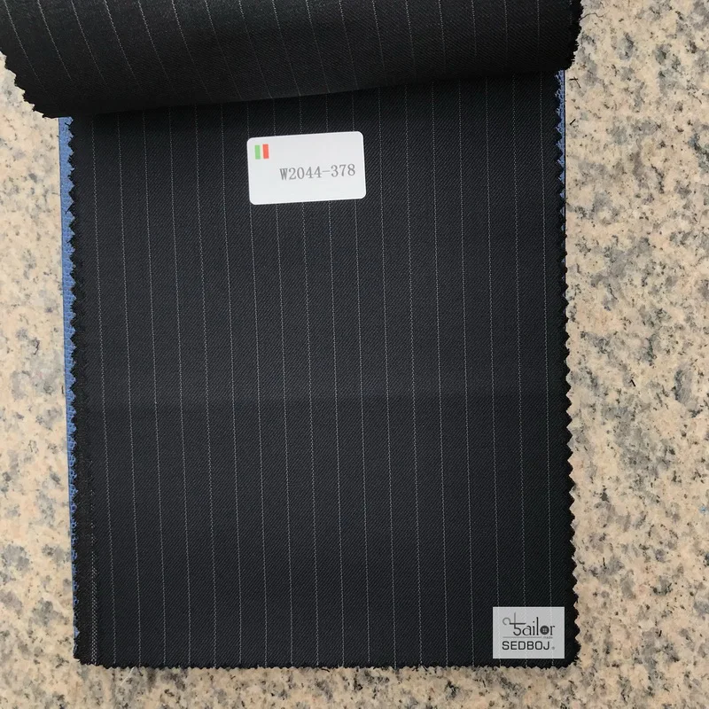 
wool fabrics Striped Wool High quality slim fit navy color striped wool bespoke blazer coat pant 