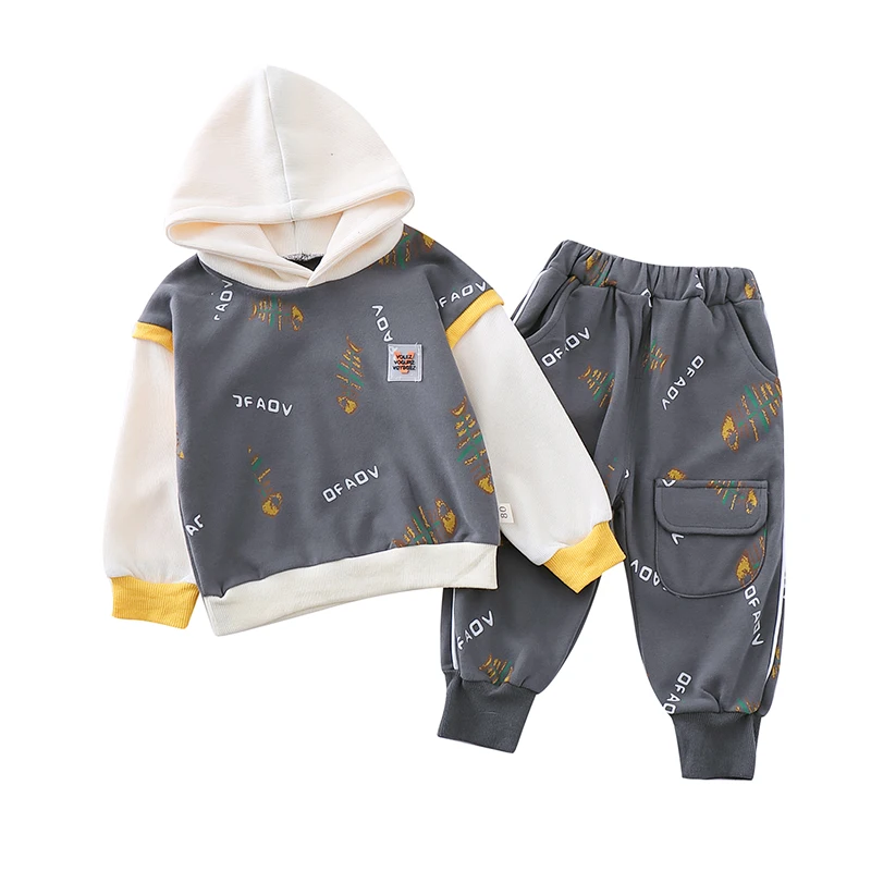 
new fashion style casual boys clothing sets kids hooded kids clothing set 