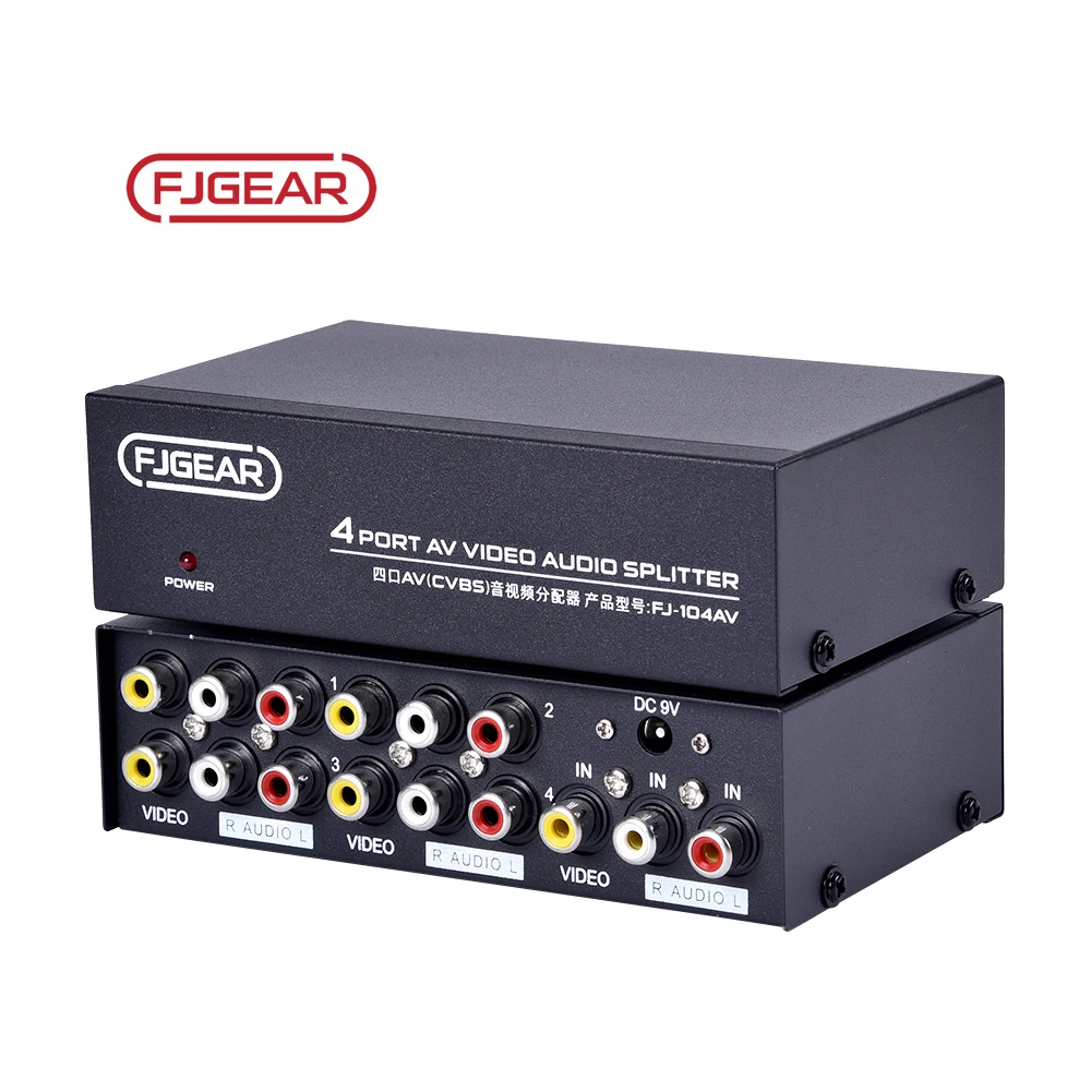 FJ-104AV 4-PORT AV Splitter RGB High-Bandwidth 250MHz for Video Splitters & Converters