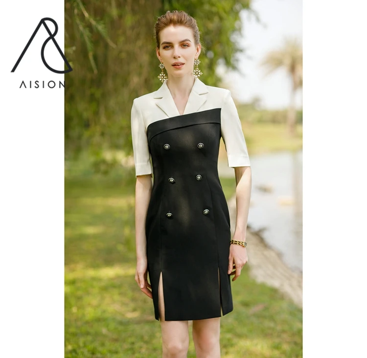 2022 New Dropshipping High Quality Fashion Personalized Unique Design Patchwork Dresses Women,Women Patchwork Blazer Dress