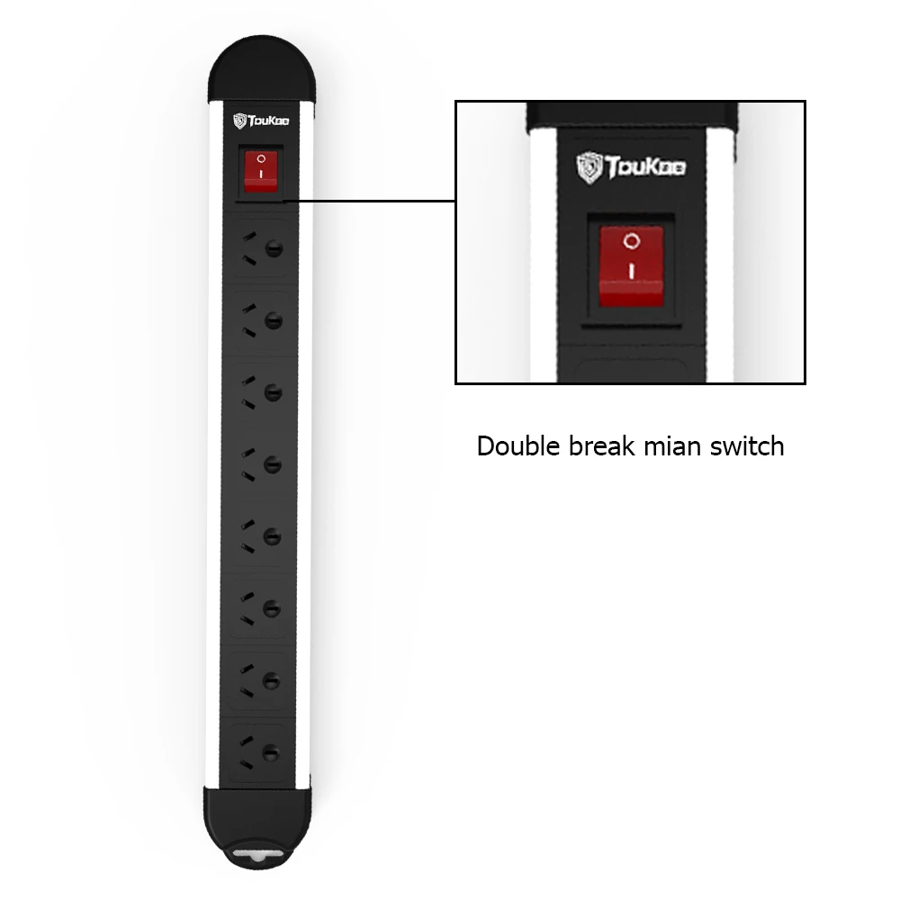
8 Gang Switched Extension Leads Power Strip Multi Outlets Extension Socket 1.8m Power Cable Cord 