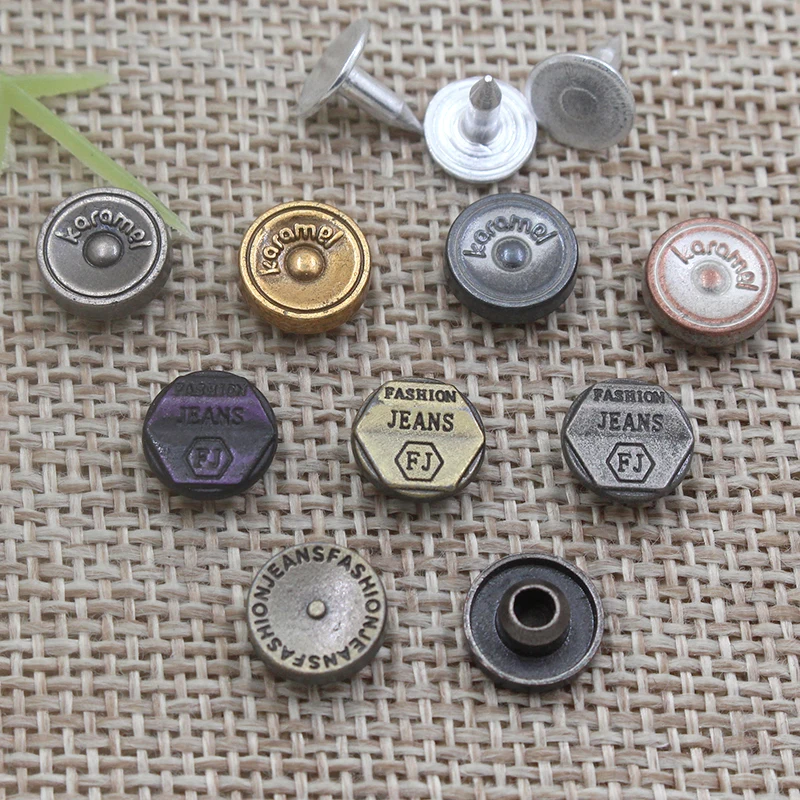 Custom fashion logo 9mm alloy metal clothing rivets,decorative rivet for jeans