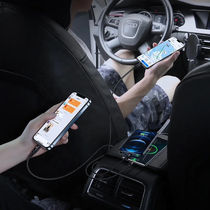 USAMS 4 в 1 micro usb type c 3A Быстрая зарядка Мобильный телефон flex кабели для передачи данных оригинал