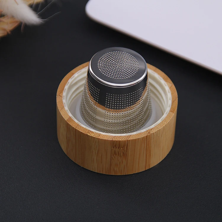 Eco Friendly  Width Mouth Glass Table Water Drink Bottle With Bamboo Lid
