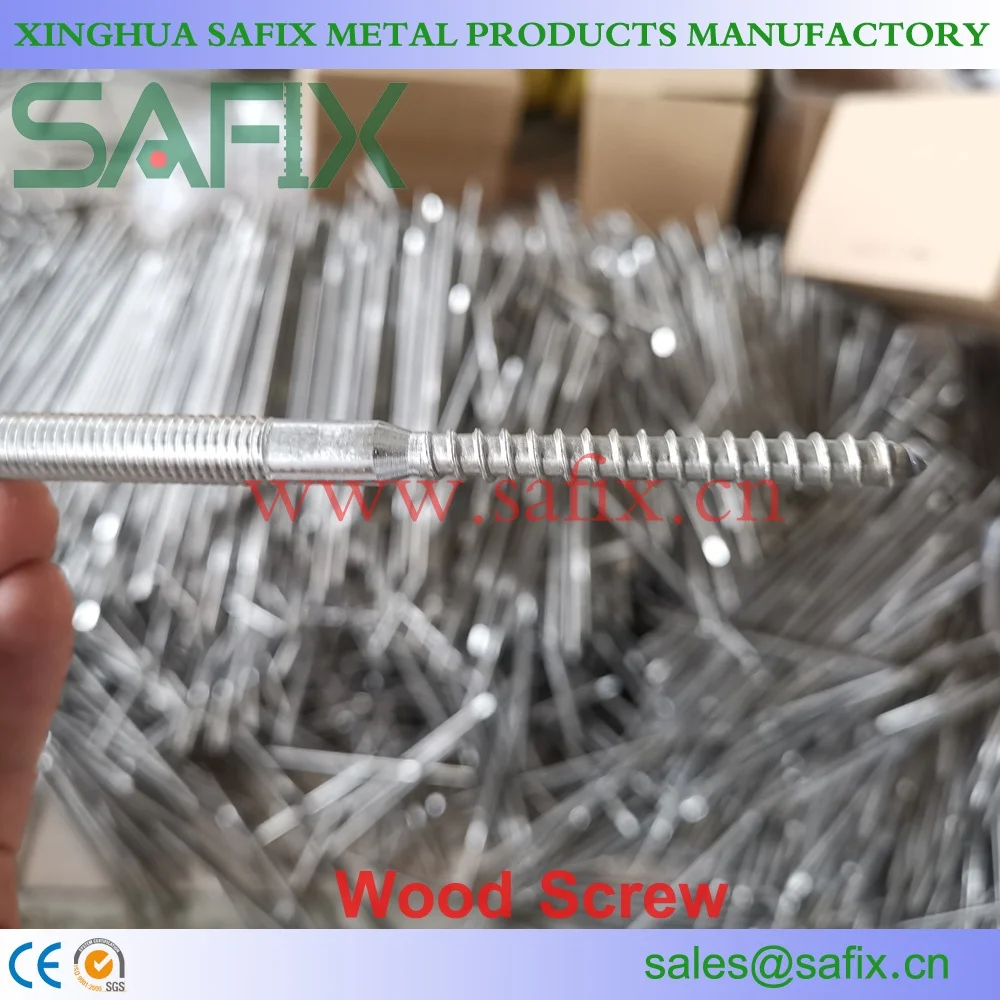 M10*200/250/300 stainless steel 304/316 Double Head wood thread Hanger Bolt for Solar Panel Mounting System