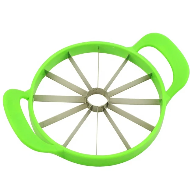 Wholesale manual stainless steel watermelon slicer cutter with double plastic handle