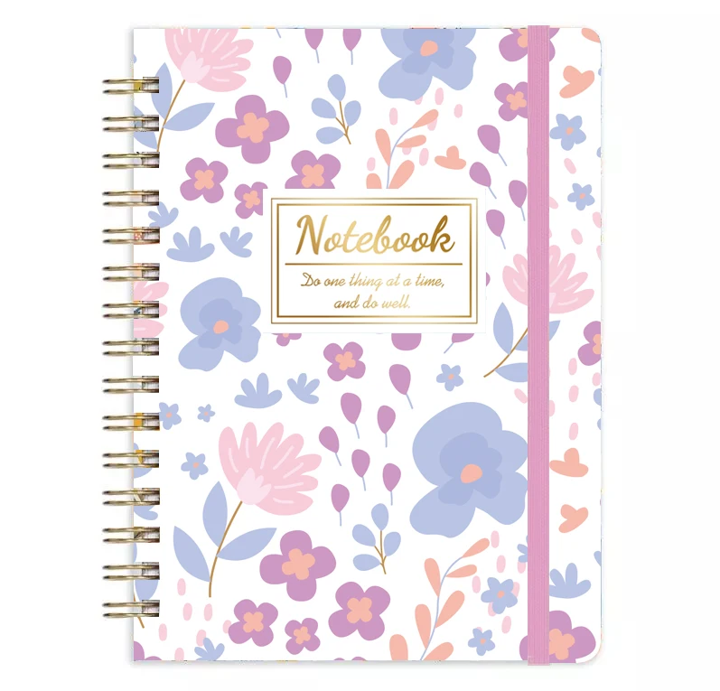 Factory High Quality Pink Interior Page Format Spiral Notebook Custom Hardcover Cute Kawaii Spiral Business Notebook