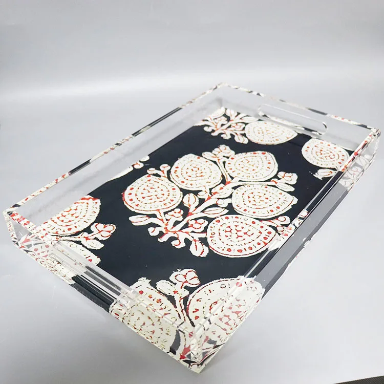 Rectangle Acrylic Serving Trays for Restaurant Food Tray Custom Printed Suqre Display Tray Organizer