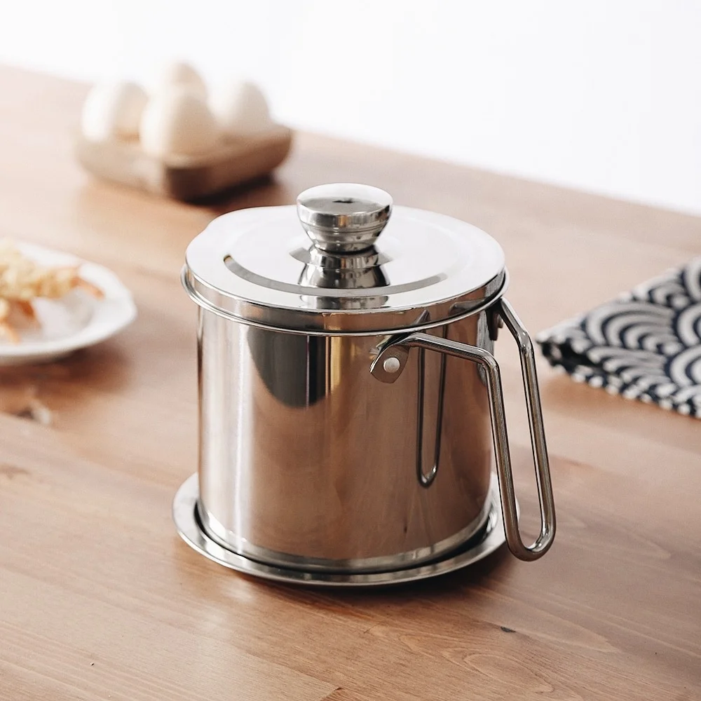 Kitchen storage grease container keeper stainless steel