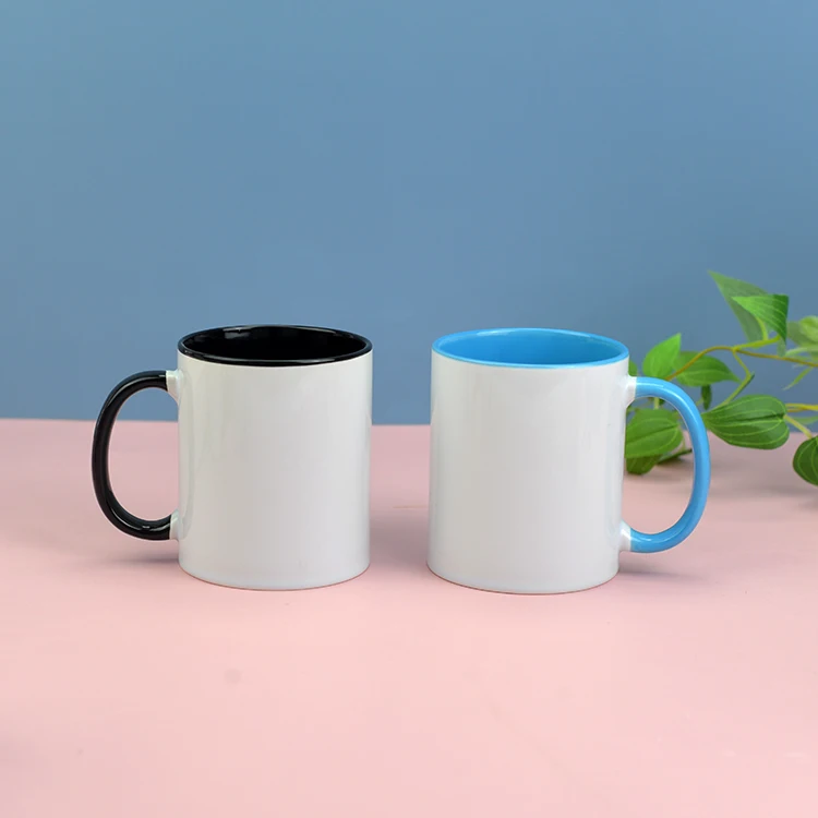 11Oz Sublimation White Ceramic Blank Porcelain Print Logo Coffee Custom Mug Color Inside