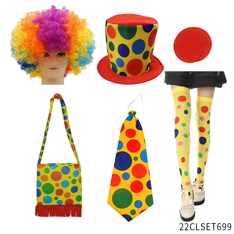Halloween Clown Costume Set Clown Accessories for Adults Clown Parties Circus Carnivals Pretend Play
