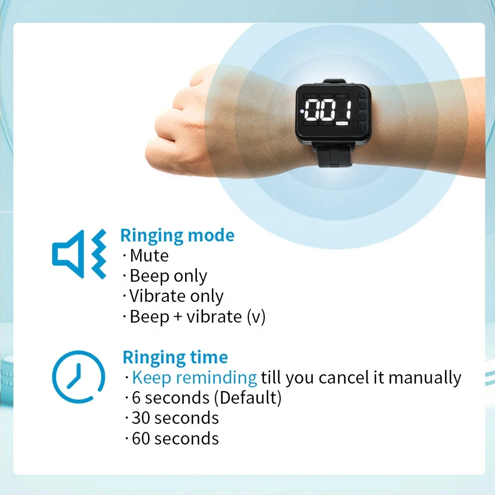 Wireless Hospital Nurse Call Bell System Call Buzzer System Emergency Nurse Call Cord 1Display 1Watch and 2 Buttons