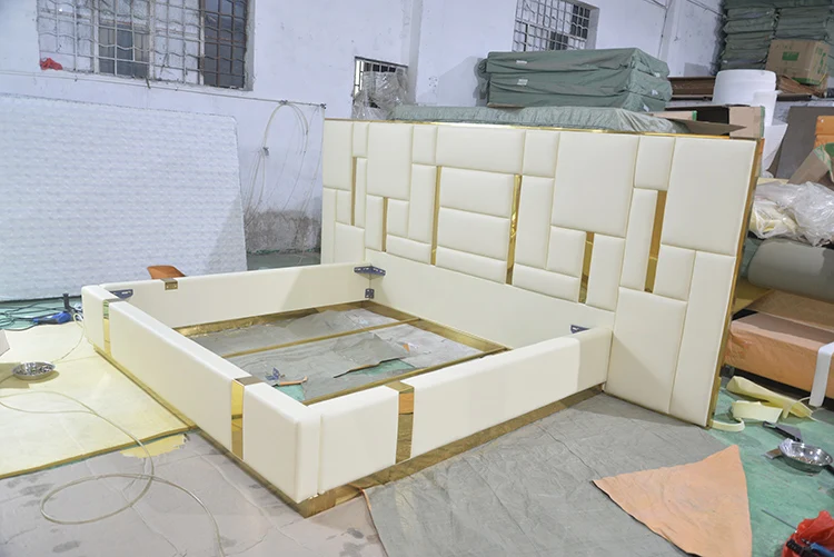 Italian modern leather size luxury bed frame room furniture