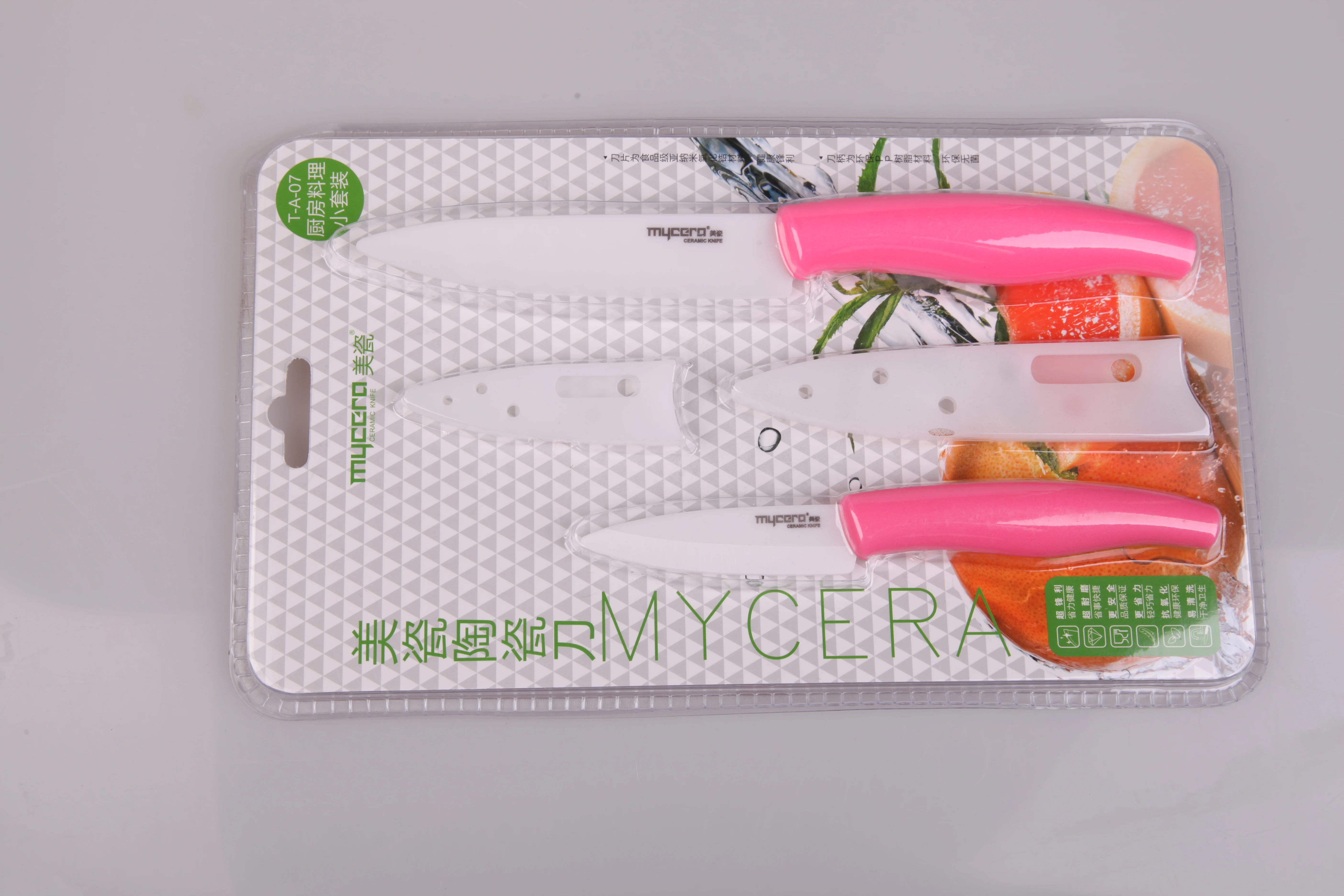 
India Market Hot Sale PP Handle Ceramic Knife with Simple Blister Packaging 