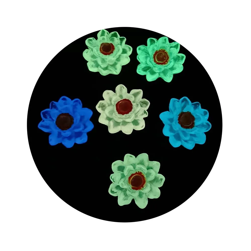 Mini Luminous Resin Beads Lotus Leaf and Lotus Charm for Fairy Garden Toy and Craft DIY Decorations