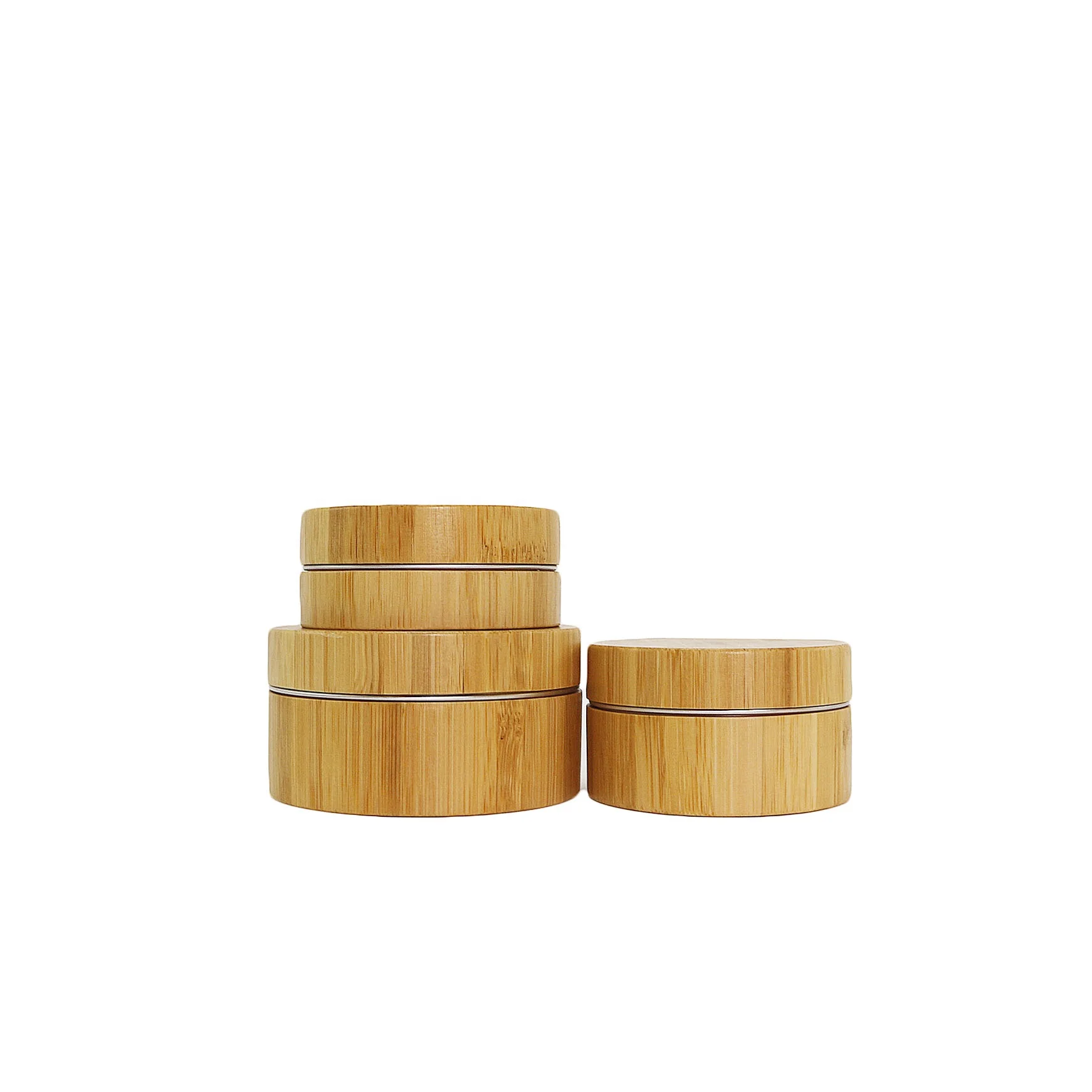 bamboo skincare packaging face cream container round bamboo cosmetic jar with aluminum inner AB-02Q