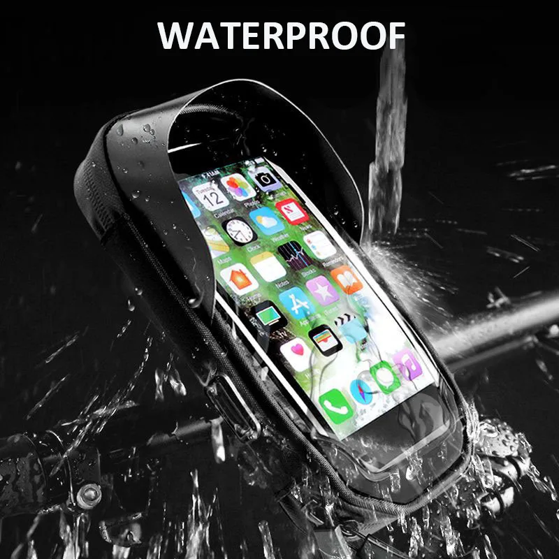 Touch Screen Handlebar Bag Bicycle Motorcycle Cycling Front Tube Frame Bag Waterproof Upgraded Adjustable Phone Holder Case