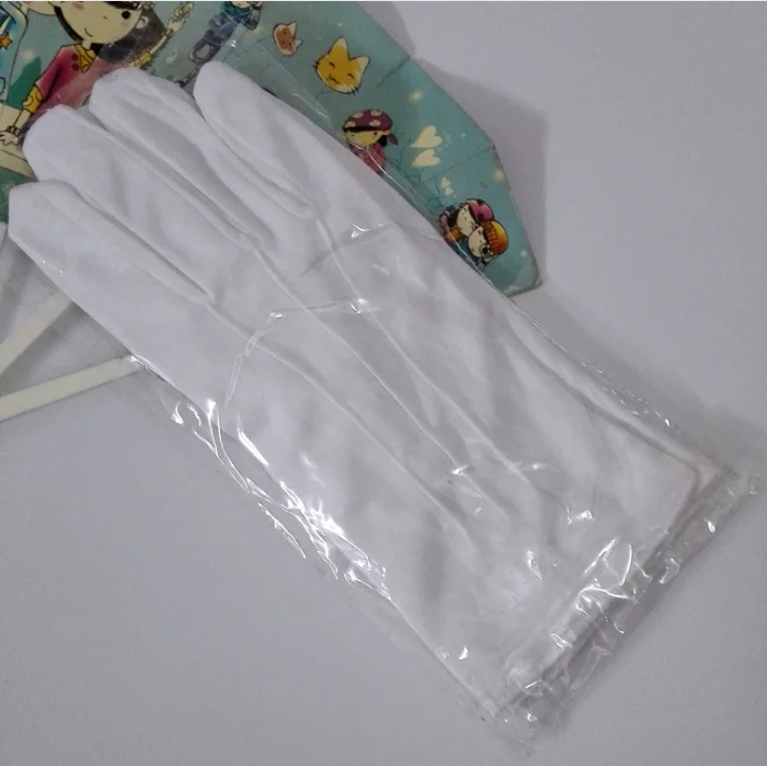 White Cotton Formal catering Costume Honor Parade Guard ceremony ceremonial work hand Gloves with Snap Cuff