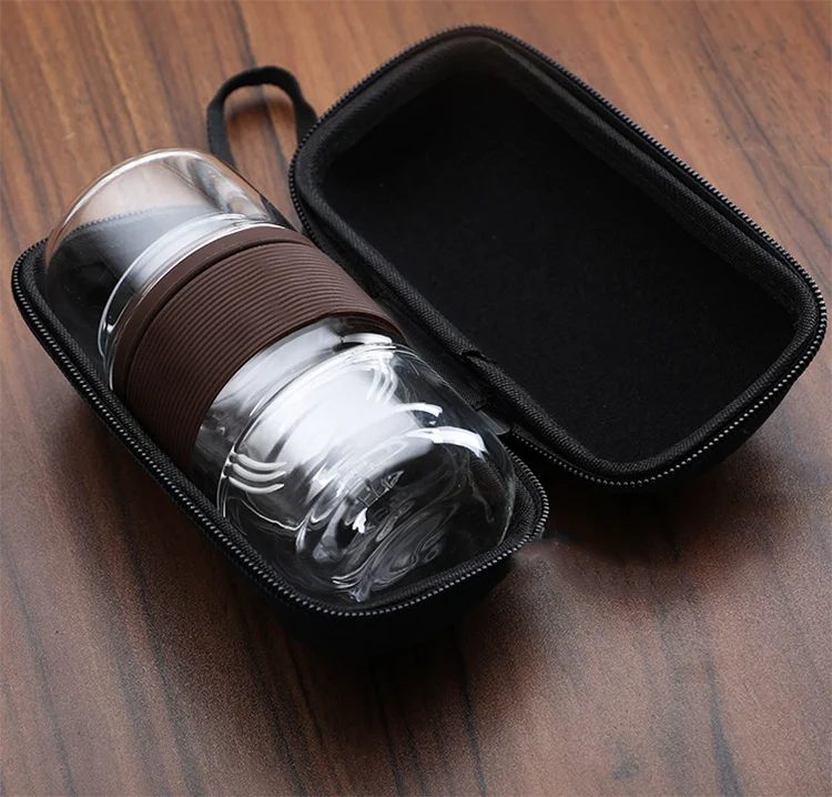 Heat Resistant Portable Travel Glass Tea Set Borosilicate Glass Cup