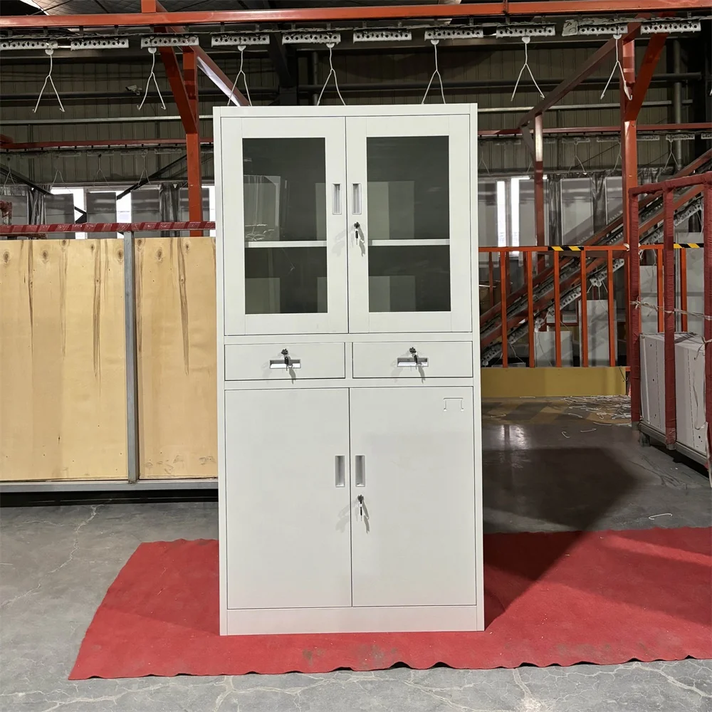 Wholesale Office Filing Cupboard 2 Glass Door Steel Filing Cabinet