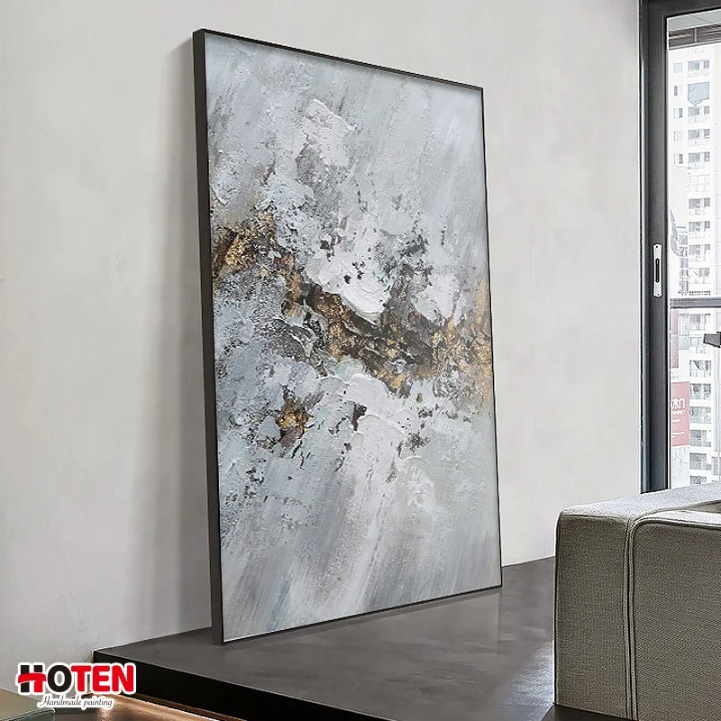 Pure hand-painted abstract oil painting high-end hotel decorative painting large vertical three-dimensional hanging painting