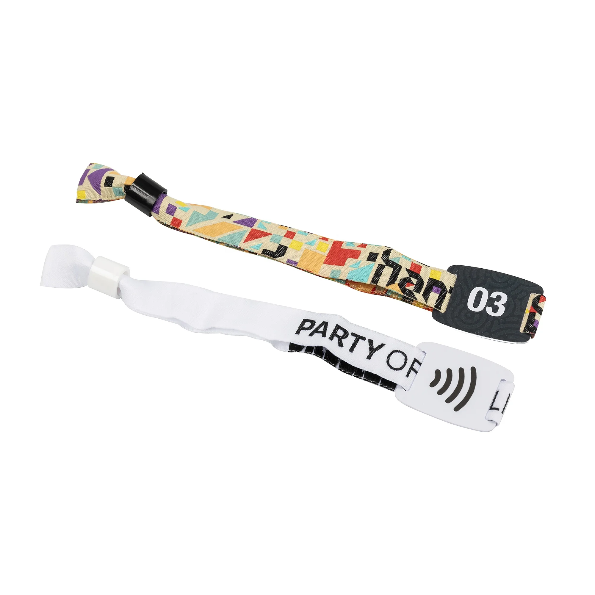 Best Price Woven Logo Polyester 13.56Mhz HF Flexible Festival RFID woven wristband With RFID hard PVC For Party