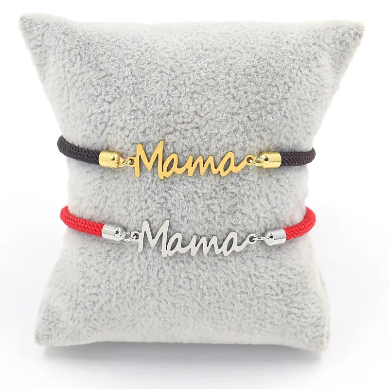 Custom Mama DIY Stainless Steel Letters Rope Adjustable Charm Making Bracelet