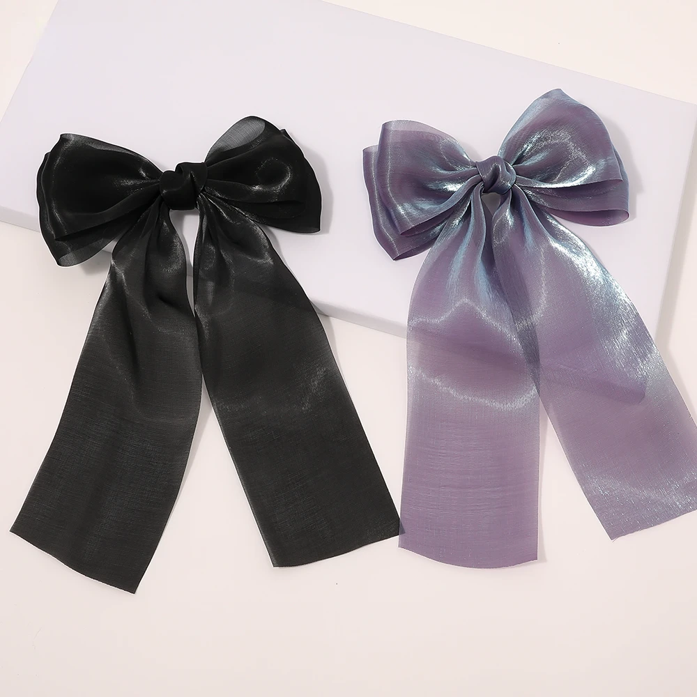 girls pastel  color neat bowknot bow-tie hair ribbon with alligator clip