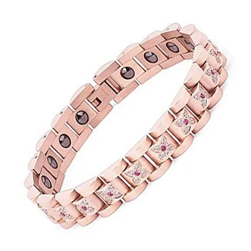 Luxury Fashion Magnetic Bracelet Health Rose gold plated Zircon Magnetic Stainless Steel Bracelets For Men