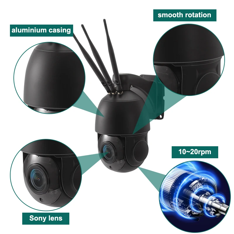 TecDeft 8MP CCTV camera kit solar panel 4G sim card auto tracking 8MP 30x optical zoom security PTZ farm LTE WIFI solar camera