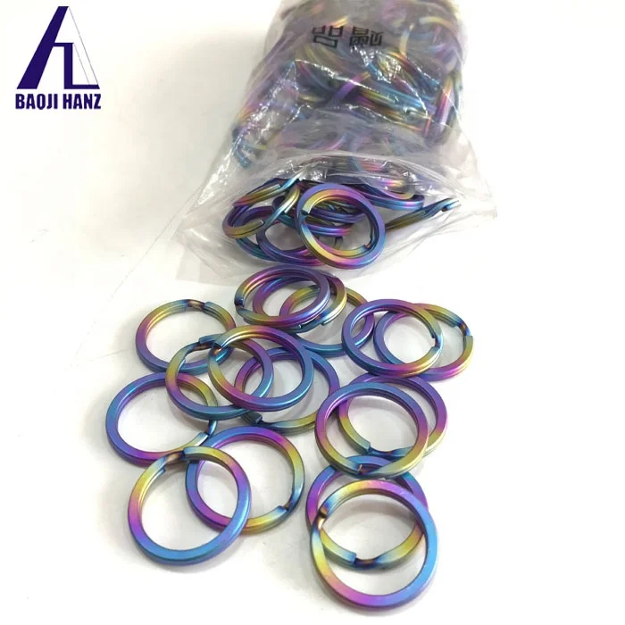 Fashionable 10mm 12mm 25mm flexible ti circular keychain titanium split key rings