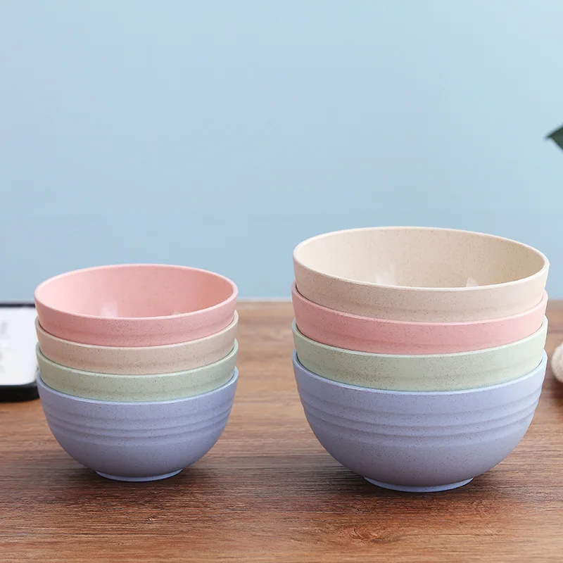 Wheat Straw Rice Bowl Rice Noodle Soup Bowl High Quality Breakfast Yogurt Round Salad Bowl Cereal Paper Plates & s