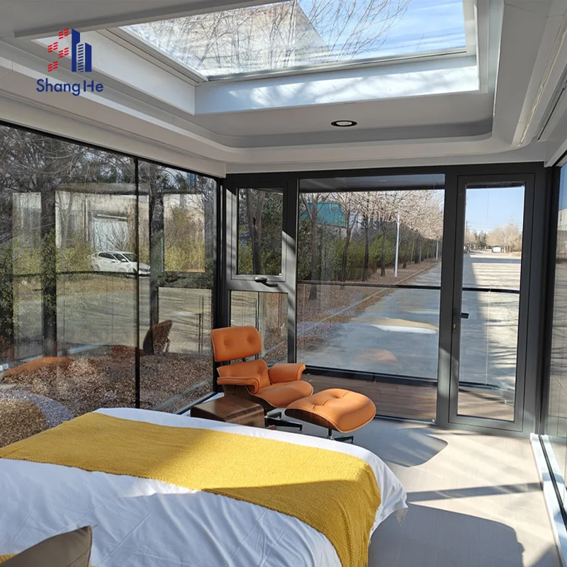 SH luxury 20 40ft modular smart  hotel container outdoor capsule house commercial space airship pod